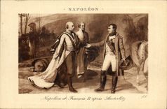 VINTAGE POSTCARD History Napoleon 1st and François II after Austerlitz