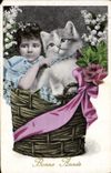 CPA Chat chats Chaton Enfant