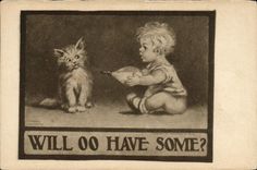 CPA Chat chats Chaton Enfant Bebe