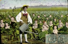 CPA Fantaisie Enfant Bebe Homme Jardinier