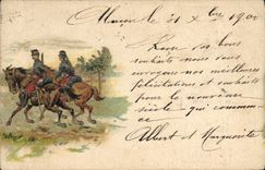 CPA Assurance Cavaliers Chevaux Militaria Societe Suisse Winterthur