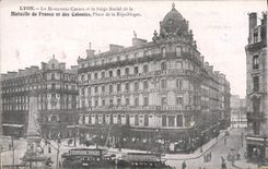 VINTAGE POSTCARD Lyon Insurance the Carnot monument and the seat of the Mutual insurance company of France and the Colonies