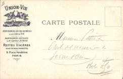 VINTAGE POSTCARD Insurance Union Life Plaec Vendome Paris