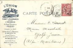 VINTAGE POSTCARD Assurance Paris Place Vendome the Union Sets fire to