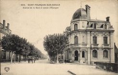 VINTAGE POSTCARD Bank Pourcain Saint on Sioule Avenue of the Station and Savings bank
