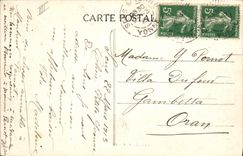 VINTAGE POSTCARD Bank Sens the Savings bank and the public garden Jean Cousin