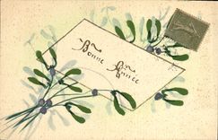 VINTAGE POSTCARD Dessin with the hand Fleurs Bonen celebrates