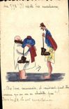 VINTAGE POSTCARD Dessin with the hand Visits Militaria Auxiliaries