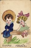 VINTAGE POSTCARD Drawing with the hand Children