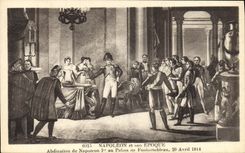 VINTAGE POSTCARD Napoleon History the 1st Abdication with the palate of Fontainebleau April 20th, 1814