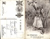 VINTAGE POSTCARD Militaria the bugle songs of the soldier Paule Deroulede