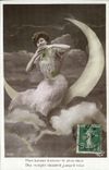 VINTAGE POSTCARD Fantasy Woman the Moon