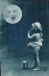VINTAGE POSTCARD Fantasy Child the Moon