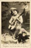 VINTAGE POSTCARD Fantasy Child With the moonlight