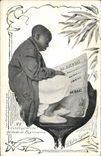 VINTAGE POSTCARD Negro Black Child Newspaper Attitude of Blanchette