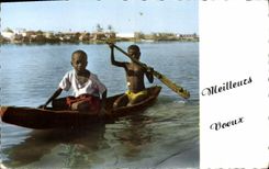 MODERN CARD Negro Black Child Boat