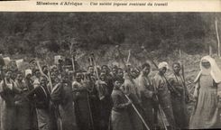VINTAGE POSTCARD Negro Black Man Missions of Africa a merry company returning of work