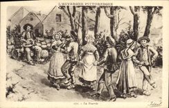 CPA Folklore Auvergne La bourree