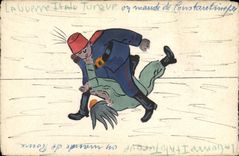 VINTAGE POSTCARD Drawing with the hand the war Italy Turkey Constantinople