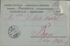 VINTAGE POSTCARD Drawing with the hand Trees Drill Happy New Year