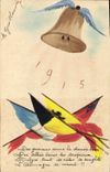 VINTAGE POSTCARD Drawing with the hand Flags