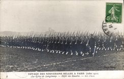 VINTAGE POSTCARD Militaria Voyage of the Belgian sovereigns has Paris July 1910 the review of Longchamp Defile of the zouaves