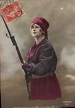 CPA Militaria Femme Zouave