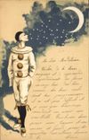 VINTAGE POSTCARD Fantasy the Moon Pierrot TOP