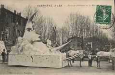CPA Fantaisie Lune Carnaval d'Aix Pierrot Aviateur Aviation 