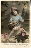 CPA Fantaisie Lune Enfant Au clair de la lune