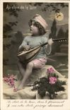 CPA Fantaisie Lune Enfant Au clair de la lune