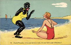 Cabezal de Zolie de la mujer negra del negro de la POSTAL de la VENDIMIA