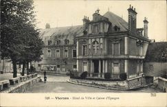 VINTAGE POSTCARD Bank Vierzon Town hall and Savings bank