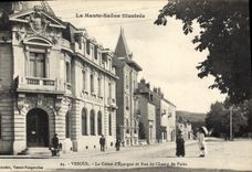 VINTAGE POSTCARD Vesoul Bank the Savings bank and Street of the Fairground