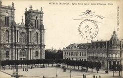 VINTAGE POSTCARD Banque Vitry François Eglise Notre Dame Savings bank Posts