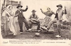 CPA Folklore Auvergne La Bourree