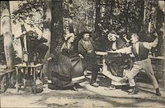 CPA Folklore Auvergne La Bourree 