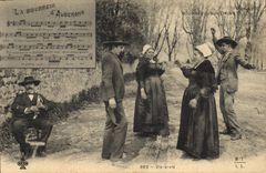 CPA Folklore Auvergne La Bourree Vis a Vis