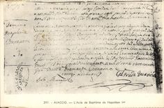 VINTAGE POSTCARD Napoleon the 1st Ajaccio the baptismal certificate of Napoleon 1st