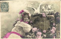 VINTAGE POSTCARD Dove Pigeon fancying Child
