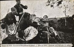 VINTAGE POSTCARD Militaria Zouaves and machine-guns in action