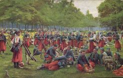 CPA Militaria Zouaves a la grand halte