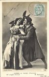 VINTAGE POSTCARD Fantasy Woman Theater Carmen and Barber Mime Miss Angele Heraud Mr. Bartoletti