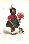 CPA Negre Enfant de couleur Chien