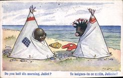 VINTAGE POSTCARD Negre Child of color you to You bathe this Juliette morning