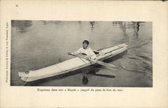 CPA Esquimau dans son kayak esquif de peau de lion de mer