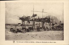 CPA En route pour le Detroit de Behring Attelage du missionnaire de Mary's igloo Chiens Polaire 