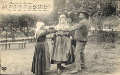 VINTAGE POSTCARD Auvergne Folklore The bourree