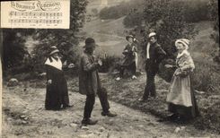 CPA Folklore Auvergne La Bourree