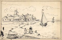 CPA Bateau (dessin a la main) 1909